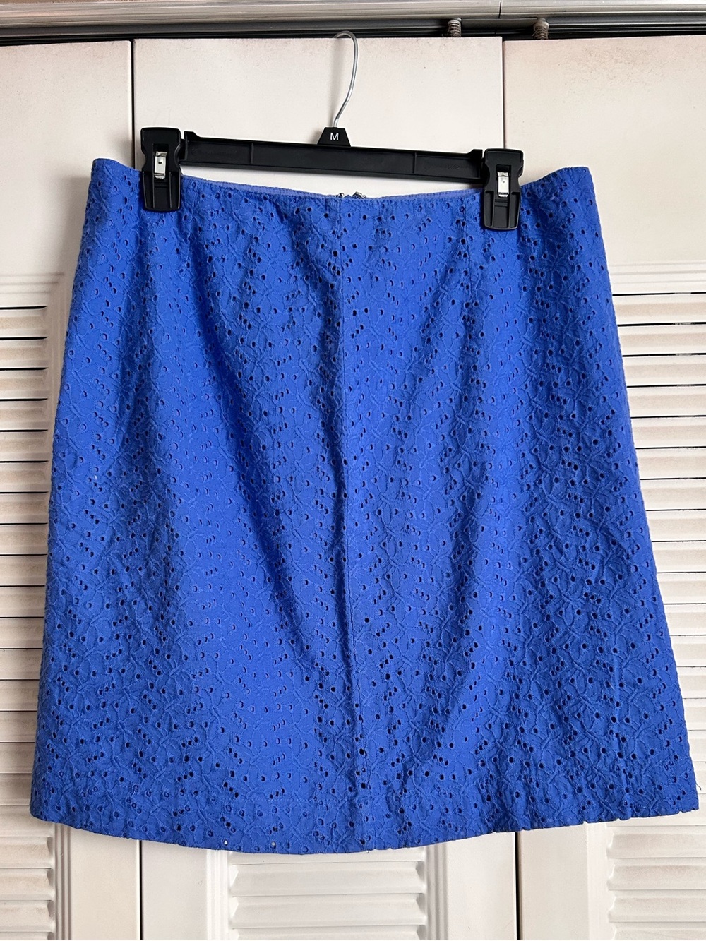 LL Bean Blue Eyelet Embroidered A-Line Skirt Women’s Size M Cotton Lined